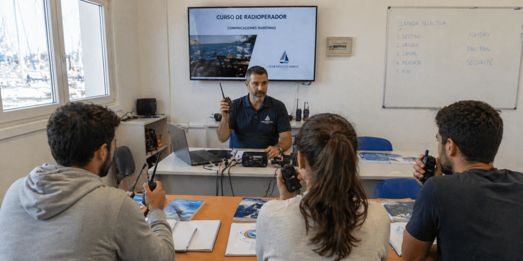 uso de radio VHF en embarcación durante prácticas PER